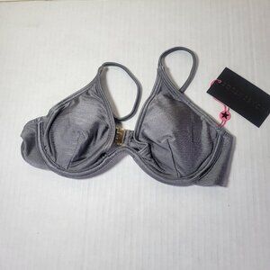 South Beach Women Grey Adjustable Underwire Bikini Top Swimwear Beach Size 8 US